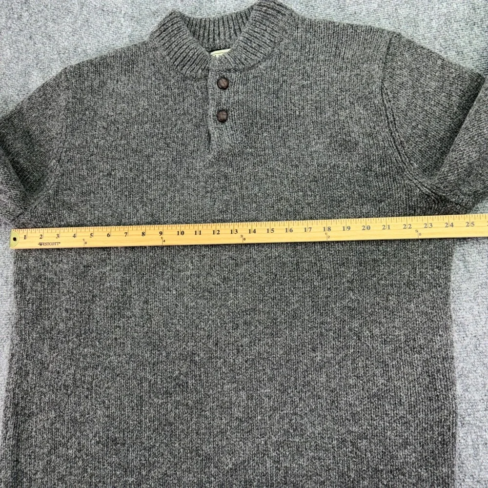 LL Bean Sweater Men XLT Tall Charcoal Classic Raggwool Henley 100% Lambswool NEW
